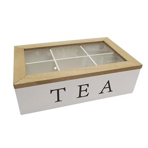 CAJA DE TE 6 DIVISIONES 23x15x7CM BLANCO