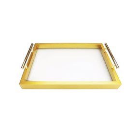 BANDEJA MDF/VIDRIO 34x24x6CM DORADO
