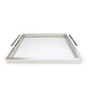 BANDEJA MDF/VIDRIO 39x29x6CM PLATA