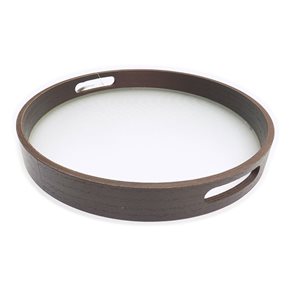 BANDEJA MDF/VIDRIO D35x4CM MARRON