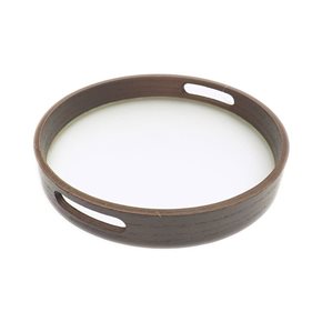 BANDEJA MDF/VIDRIO D30x4CM MARRON