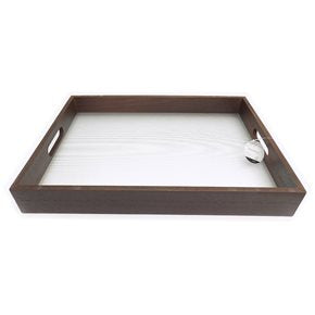 BANDEJA MDF/VIDRIO 39x29x5CM MARRON