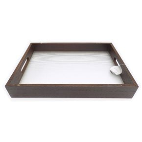 BANDEJA MDF/VIDRIO 34x24x5CM MARRON