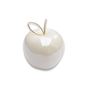 MANZANA DECORATIVA 7.5CM BLANCO/DORADO