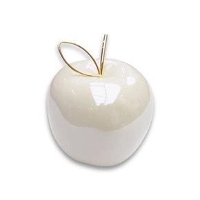 MANZANA DECORATIVA 8.5CM BLANCO/DORADO