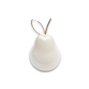 PERA DECORATIVA 7.5CM BLANCO/DORADO