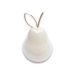 PERA DECORATIVA 8.5CM BLANCO/DORADO