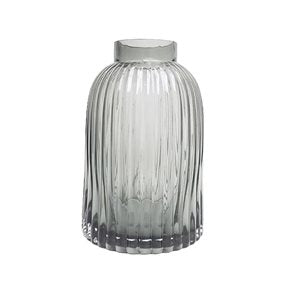 FLORERO VIDRIO 20x6x13CM LLUVIA HUMO