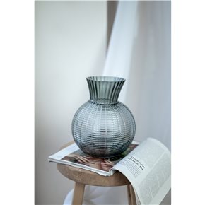 FLORERO VIDRIO 20x9x18CM BOLA HUMO