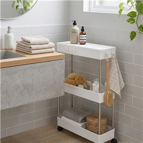 CARRITO MULTIUSO PLASTICO/ACERO 30x18x76CM BLANCO