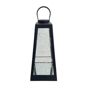 FAROL CON LUCES LED  11x11x23CM PLASTICO NEGRO