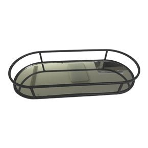 BANDEJA ESPEJO OVAL 29x12x4CM METAL NEGRO