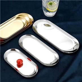 BANDEJA OVAL 30x12CM METAL PLATEADO
