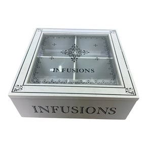 CAJA DE TE 4 DIVISIONES 18x18x7CM MADERA INFUSIONS