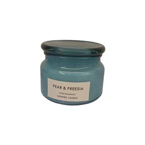 VELA FRASCO C/TAPA VIDRIO D10x8CM CELESTE COTTON