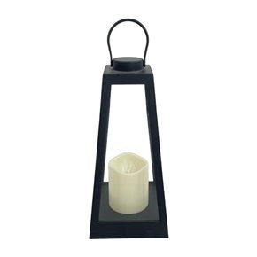 FAROL  CON VELA LED 10x11X23CM PLASTICO NEGRO