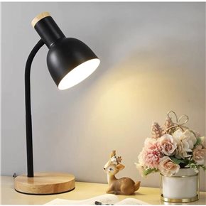 LAMPARA ESCRITORIO MADERA/METAL 14x45CM NEGRO