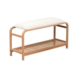 BANCO MADERA C/ASIENTO FORRADO 30x90x48CM NATURAL