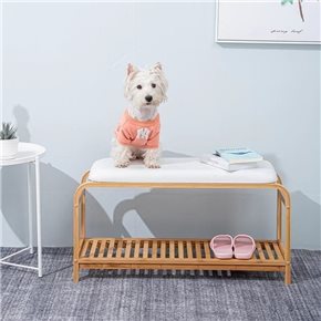 BANCO MADERA C/ASIENTO FORRADO 30x90x48CM NATURAL