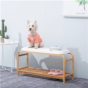 BANCO MADERA C/ASIENTO FORRADO 30x90x48CM NATURAL