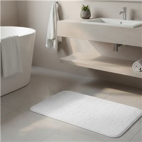 ALFOMBRA BAÑO DISEÑO PIEDRAS BLANCO. 45X75CM