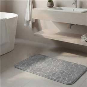 ALFOMBRA BAÑO 45X75CM DISEÑO PIEDRAS GRIS
