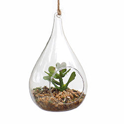 COLGANTE VIDRIO LAGRIMA 10X15CM HOJAS Y PIEDRAS