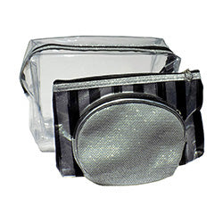 NECESSAIRE PVC 3PIEZAS RAYAS 21X13X19 COLORES SURT