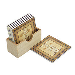 SET X6 POSAVASO CAJA MADERA 10X10CM "TABLEWARE"