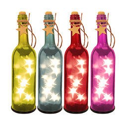 BOTELLA LUMINARIA 28X7.5CM COLORES SURTIDOS