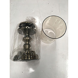 PORTA VELA VIDRIO H42CM PLATEADO