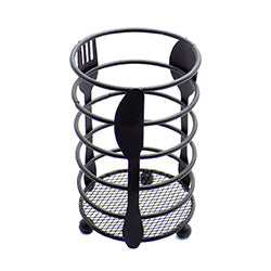 PORTACUBIERTOS METAL REDONDO D11X16CM METAL NEGRO