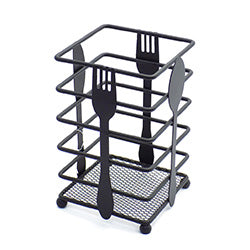PORTACUBIERTOS METAL RECTANGULAR METAL NEGRO.  D11X16CM