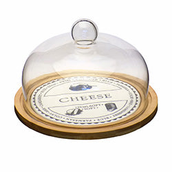 QUESERA REDONDA MADERAY CERAMICA C/ CUPULA. D24.5CM