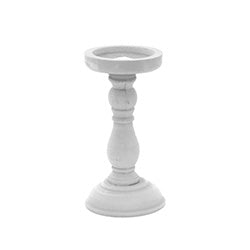 CANDELABRO MADERA 26CM BLANCO VINTAGE