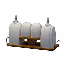 SET ACEITE/VINAGRE/SAL/PIMIENTA CERAMICA 28X10X17C