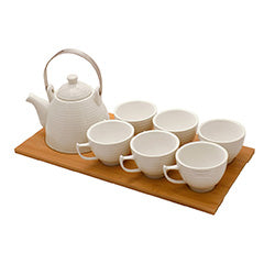SET X6 TAZA 50ML/TETERA CERAMICA/MADERA 180ML