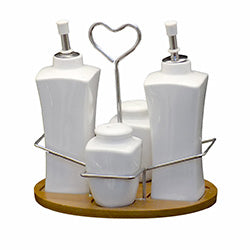 SET ACEITE/VINAGRE/SAL/PIMIENTA CERAMICA 19X14X18C