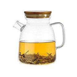 TETERA VIDRIO CON TAPA MADERA 500ML 16X11X12.5CM