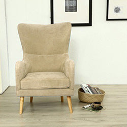 BUTACA TELA C/ POSA BRAZOS BEIGE. 70X93X105CM