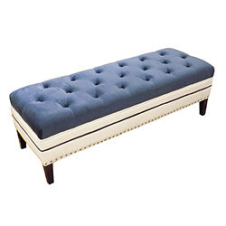 BANQUETA TOSCANA TAPIZADA C/ BAUL AZUL.  130X40X45CM