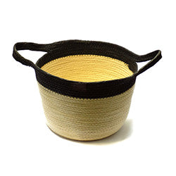 CESTO TEJIDO D27XH19CM BEIGE BORDE NEGRO