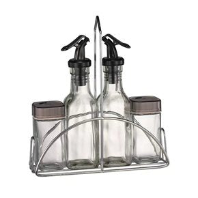 SET ESPECIEROS DE VIDRIO CON SOPORTE METAL, 4 PIEZAS TAPA PLÁSTICA