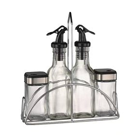 SET ESPECIEROS DE VIDRIO CON SOPORTE METAL, 4 PIEZAS TAPA PLÁSTICA METAL