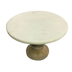 PLATO TORTA C/ PIE MADERA BLANCO. D20/H15CM