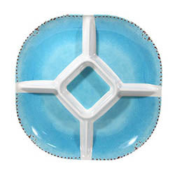COPETINERO 5 DIVISIONES 28X28CM CELESTE 635G MELAM