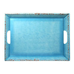 BANDEJA RECTANGULAR 50X35CM CELESTE 830GR MELAMINA