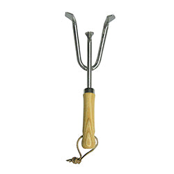 CULTIVADOR ACERO INOXIDABLE C/ MANGO MADERA. 27X8.3CM