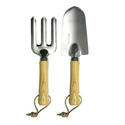 SET X2 HERRAMIENTAS JARDIN ACERO INOXIDABLE C/ MANGO MADERA