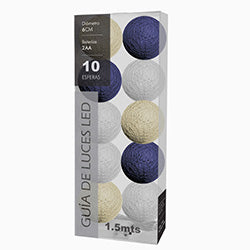 GUIA LED X10 ESFERAS D6CM VIOLETA/BEIGE/BLANCO